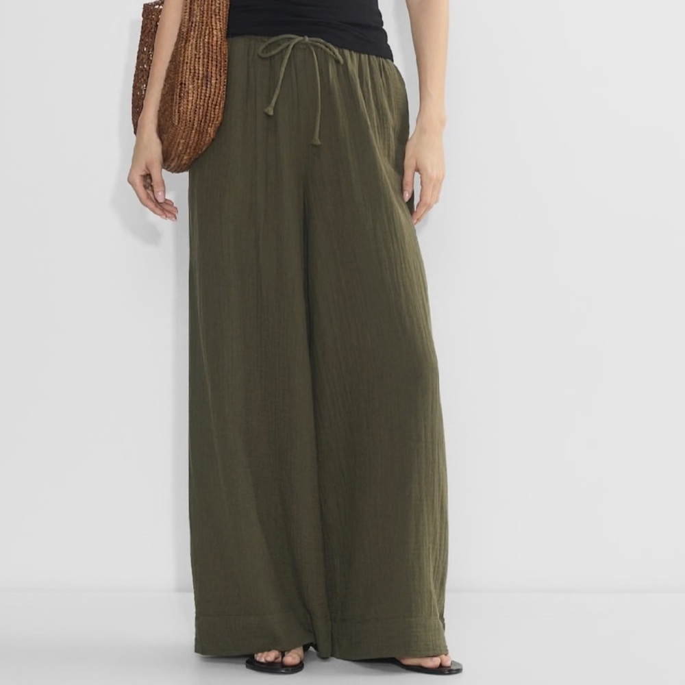 Aritzia Little Moon color DK Willow Green AirPlush Cotton™ Coastal Palazzo Pant